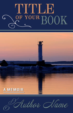 Lighthouse with lake or seashore memoir-type premade book cover