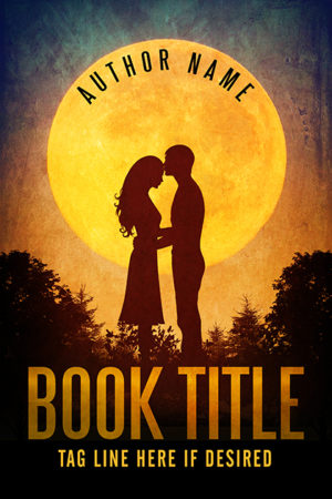 Sweet romance couple silhouette premade book cover