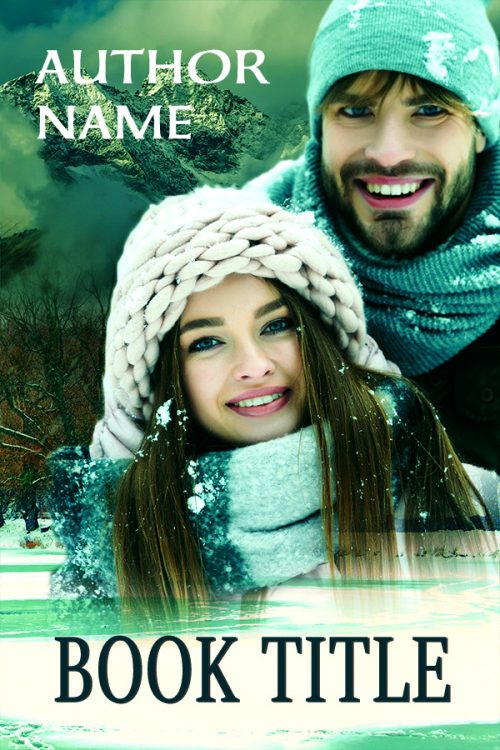 Holiday or Christmas couple with winter snow and mountains premade book cover