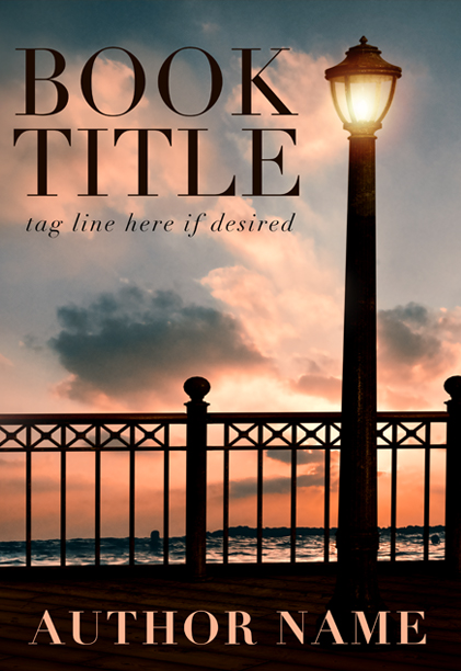 Sunset premade book cover with victorian lamp graphic