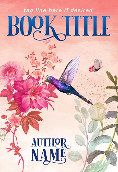 Romantic floral butterflies with hummingbird premade book cover