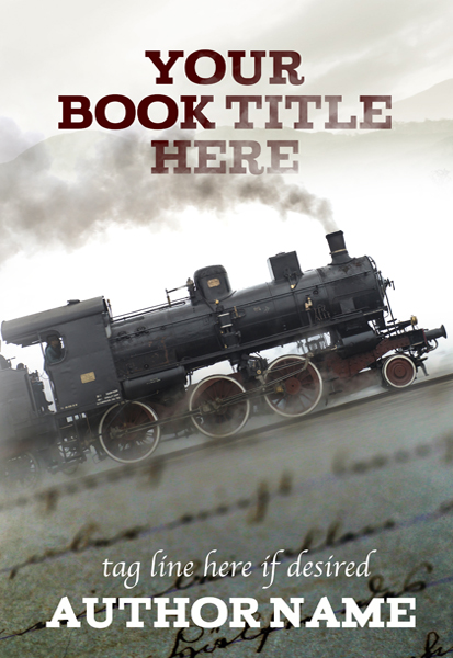 Western steam train and letter premade book cover