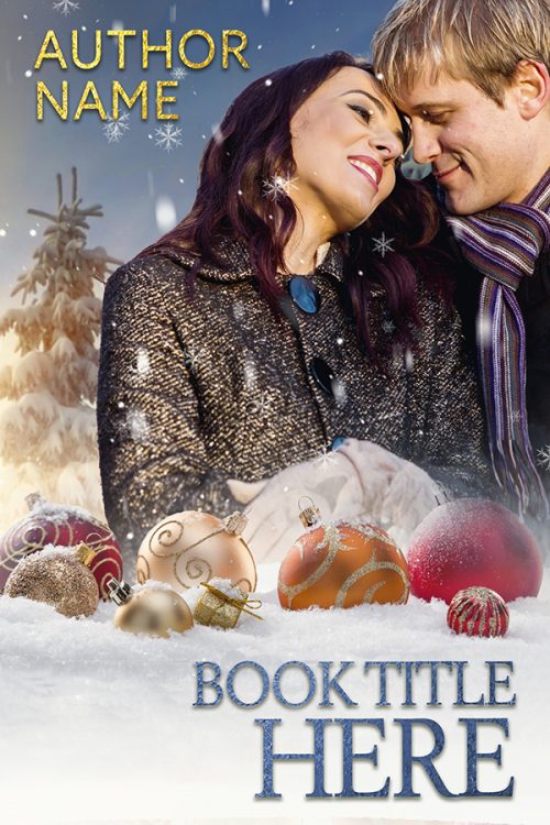 Christmas holiday with embracing couple premade book cover
