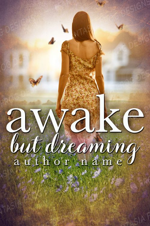 Awake but Dreaming Romantic and Dreamy Premade Book Cover with Butterflies