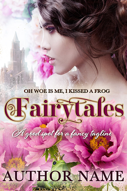 Fairytales - Fantasy Woman with Bright Pink Peonies and Sand Castle Premade Book Cover