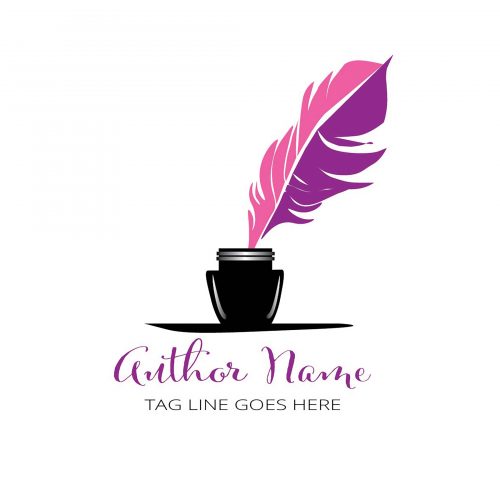 Feather pen with inkpot premade logo