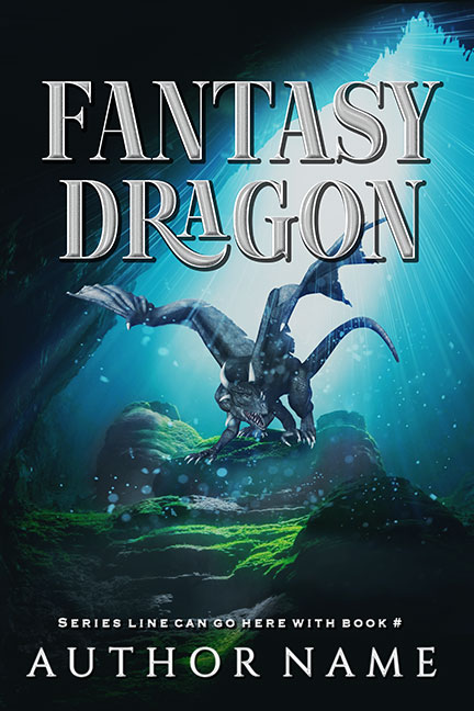 Fantasy Cave with Dragon Premade Book Cover