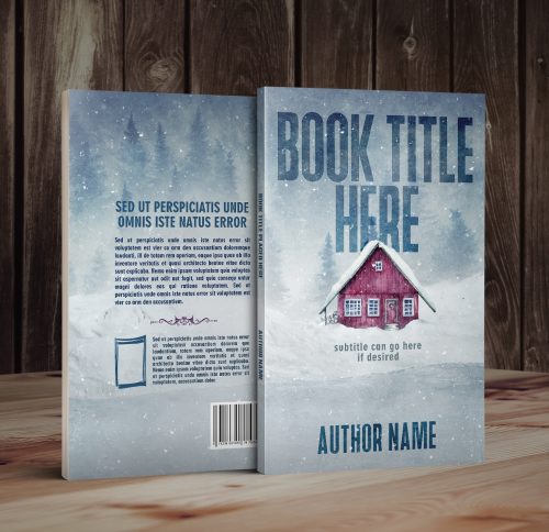 Winter Cottage Coniferous Forest Premade Book Cover Graphic