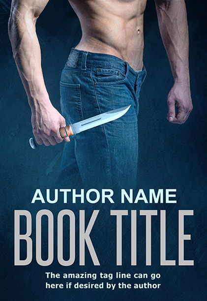 Muscular Man with Knife Premade Book Cover by Dani