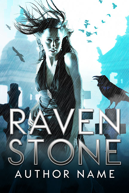 Fantasy Paranormal Graveyard with Raven Premade Book Cover