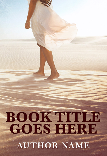 Sweet romance woman walking in sand premade book cover by Dani