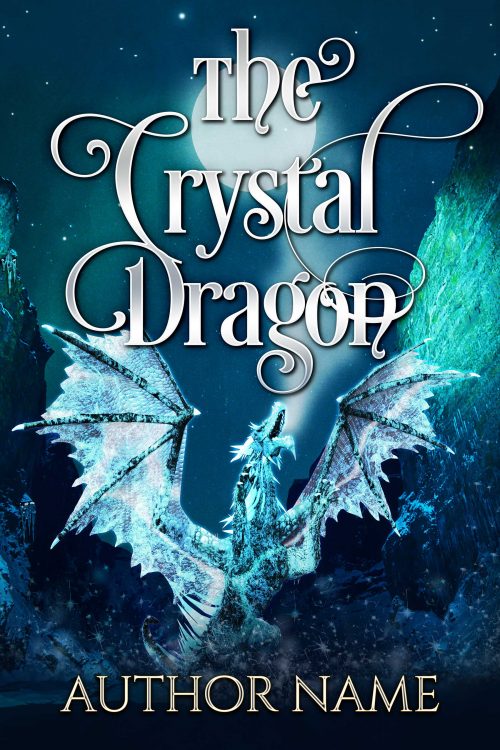 Fantasy Crystal Frost Dragon Illustrated Premade Book Cover