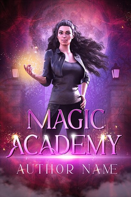 Fantasy Academy Woman Holding Magic Fire Premade Book Cover