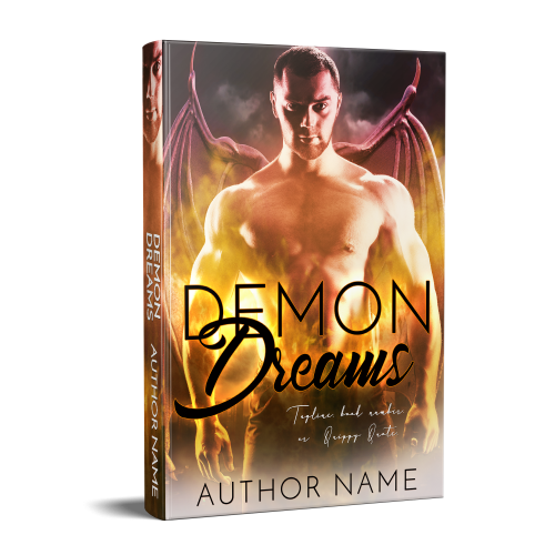 Shirtless Demon Winged Man with flame and smoke Horror or Paranormal Premade Book Cover 3D