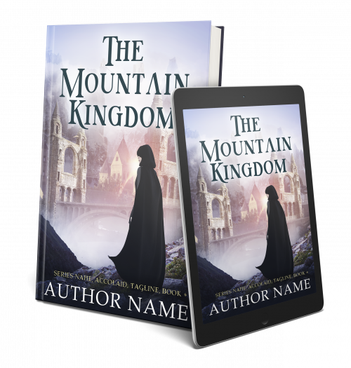 Mysterious Cloaked Figure and Fantasy Castle Premade Book Cover 3D