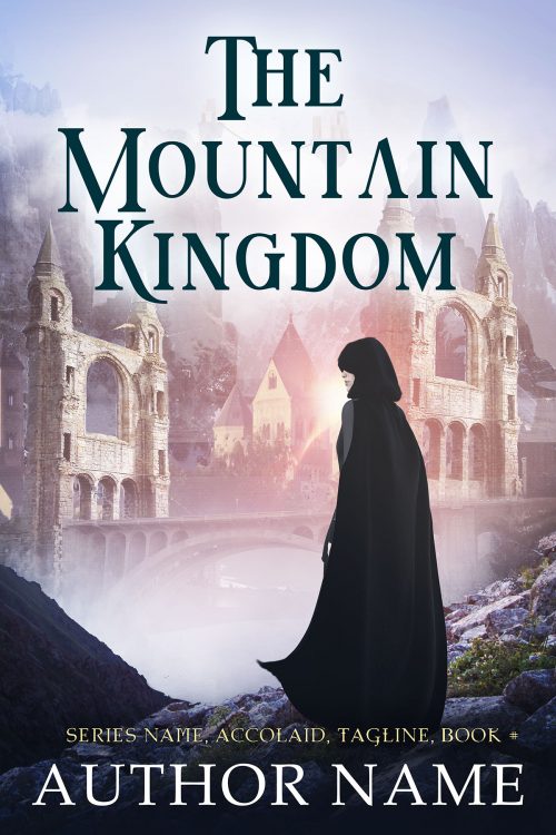 Mysterious Cloaked Figure and Fantasy Castle Premade Book Cover