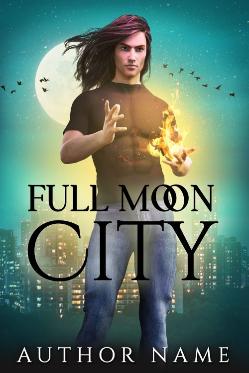 Full Moon City and Wizard Premade Book Cover