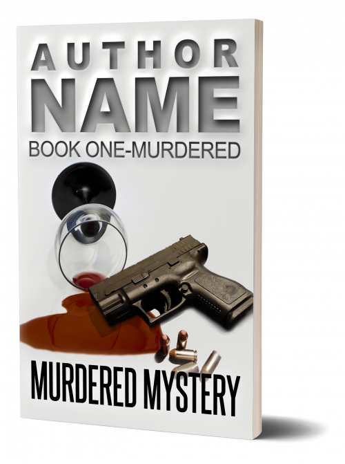 Murder Mystery with Wine, bullets and Handgun Premade Book Cover 3D