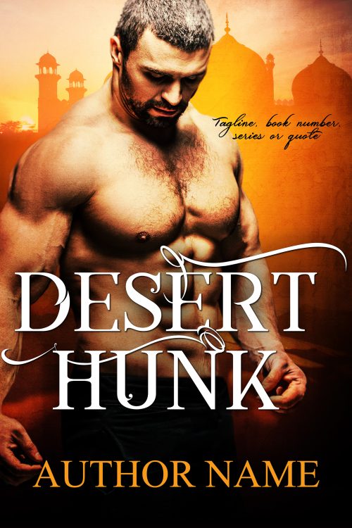 Shirtless Man with Desert Sunset Fantasy or Steamy Romance Premade Book Cover
