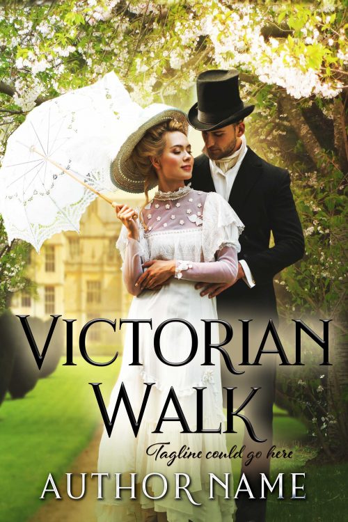 Historical Victorian couple in Spring Garden Premade Book Cover