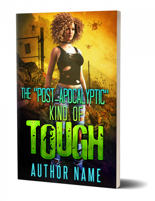 Post-Apocalyptic Woman Standing in Destroyed Landscape Premade Book Cover 3D