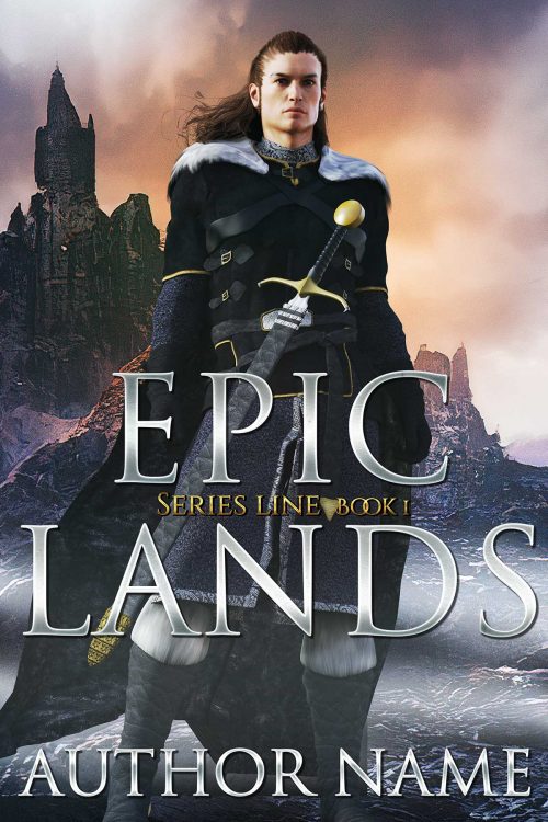 Handsome Medieval Warrior with a Mountain Background Premade Book Cover