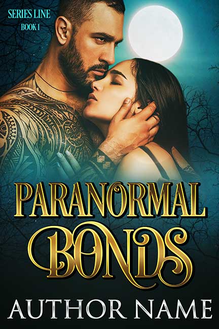 Sexy Shirtless Tattooed Man Embracing Woman Paranormal Romance Premade Book Cover