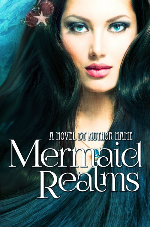 Beautiful Black Haired Mermaid Premade Book Cover