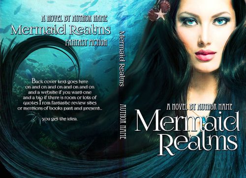 Beautiful Black Haired Mermaid Premade Book Cover 3D