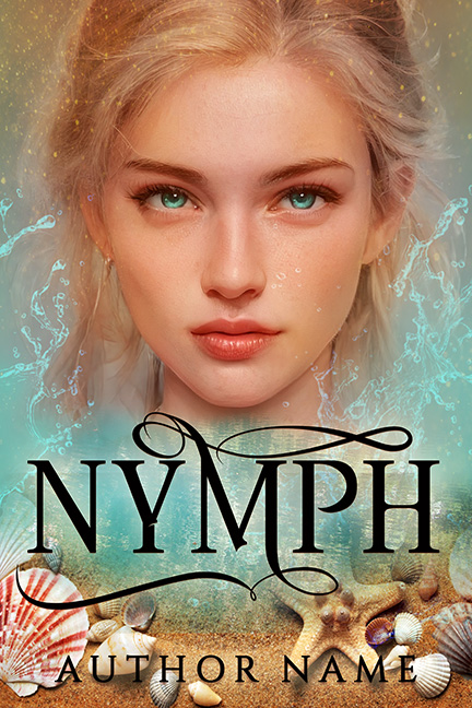 Water Nymph Fantasy Woman's Face over Beach Premade Book Cover