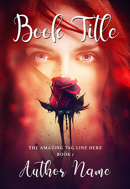 Woman and Red Rose Mystery or Fantasy Premade Book Cover
