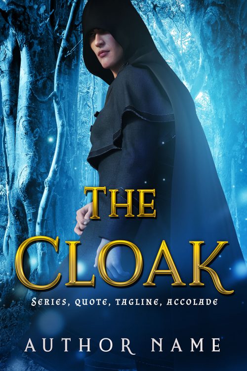 Fantasy Man in Forest with hooded cloak Premade Book Cover