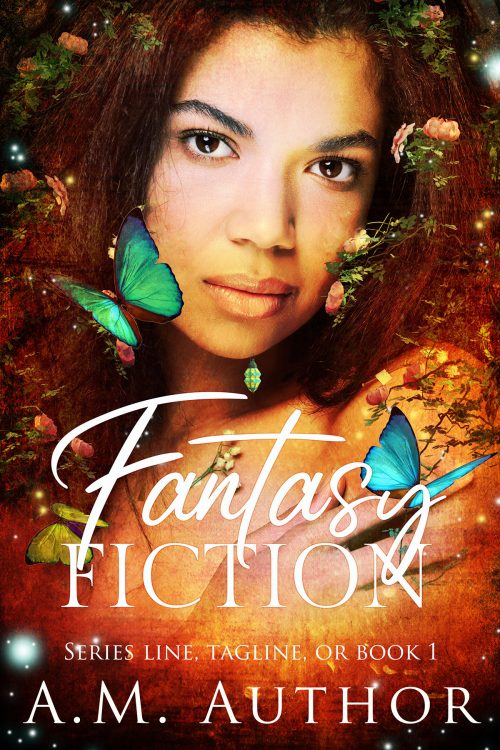 Fantasy Woman Fairytale Butterflies and Roses Premade Book Cover