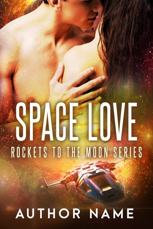 Space Romance Couple with Starship Sci Fi Premade Book Cover