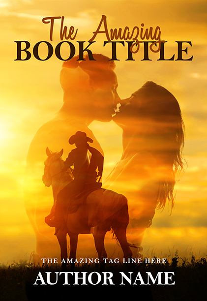 Couple Kissing and a Cowboy Romance Premade Book Cover