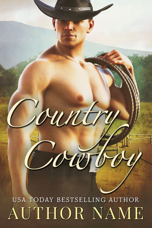 Western Shirtless Cowboy Holding Lasso Premade Book Cover