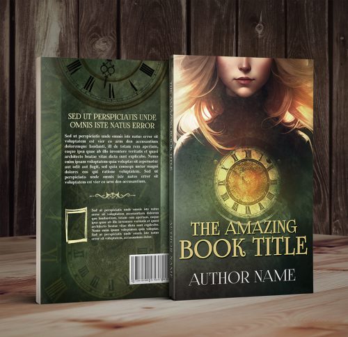 Mystery Blonde Woman with a Clock Time Travel Premade Book Cover 3D