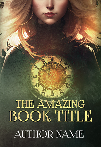 Mystery Blonde Woman with a Clock Time Travel Premade Book Cover