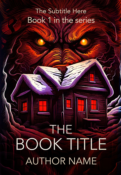 Cottage in a Haunted Forest with Werewolf Halloween Premade Book Cover