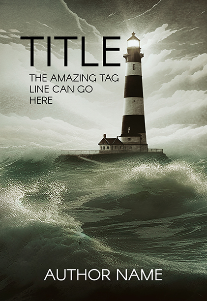 Lighthouse in Stormy Sea Premade Book Cover