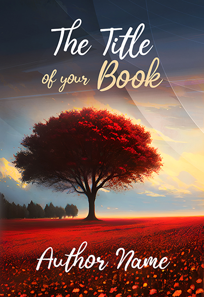 Romantic Lonely Red Tree Premade Book Cover