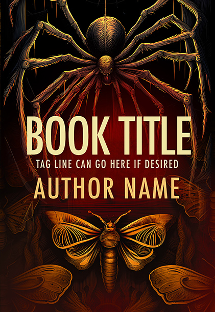 Haunted Spider and Moths Premade Book Cover