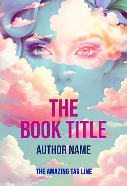 Romantic Woman's Face in the Clouds Premade Book Cover