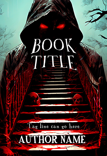 Creepy Hooded Man Stairway To Hell Horror Premade Book Cover