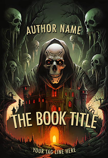 Creepy Devil and a Haunted Castle Premade Book Cover