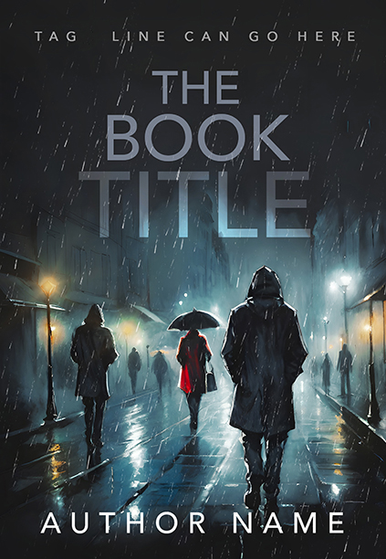 People Walking on the Street on a Rainy Night Premade Book Cover