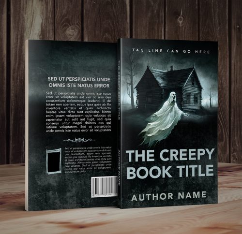 Haunted Cabin with Creepy Ghost Premade Book Cover 3d