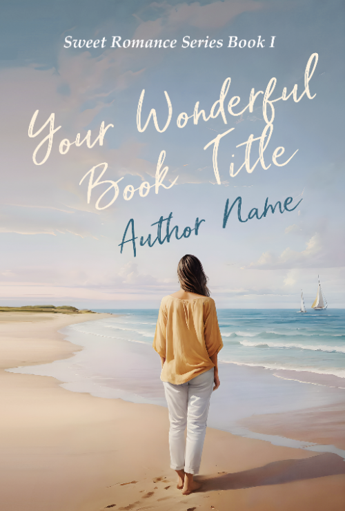 Lonely Woman at the Beach Shore Premade Book Cover